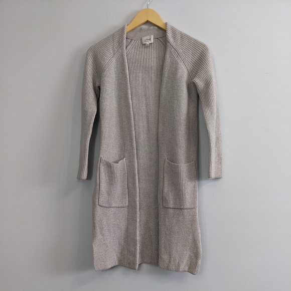 Wilfred Vartan 100% Wool Long Open Front Cardigan XS Light Grey - Picture 2 of 13